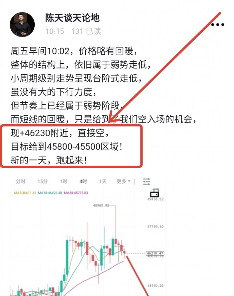 [陈天]白盘价格震荡下行，空头力量增强，布局空头更精准，大盘走势一目瞭然