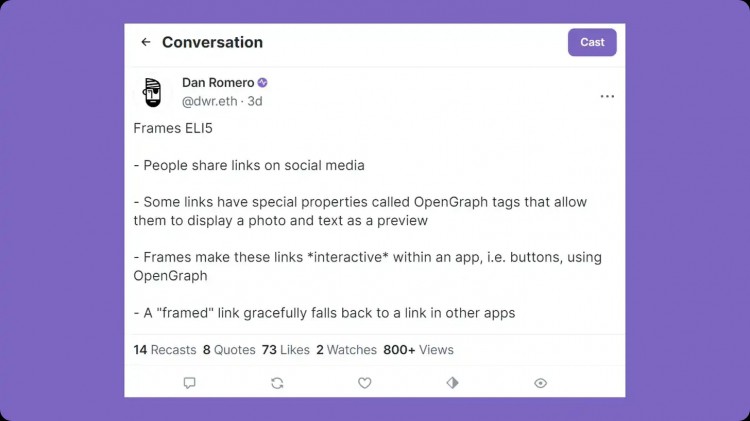 把推文变成交互式应用，一篇文章了解Farcaster新功能Frames