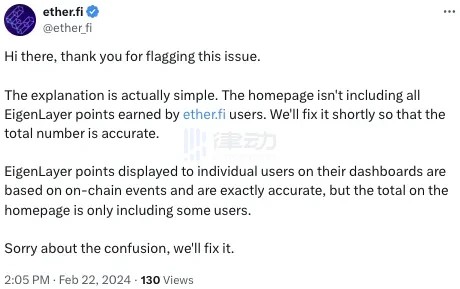 ether.fi回应「积分缩水」争论：质押机制不同，但是前端显示确实有误