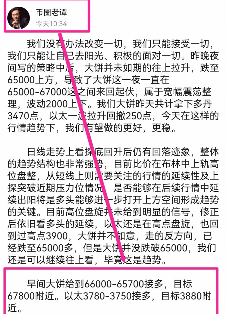 [币圈老谭]晚间策略白底黑字清楚明了，跟着操作顺利赚取千把点利。