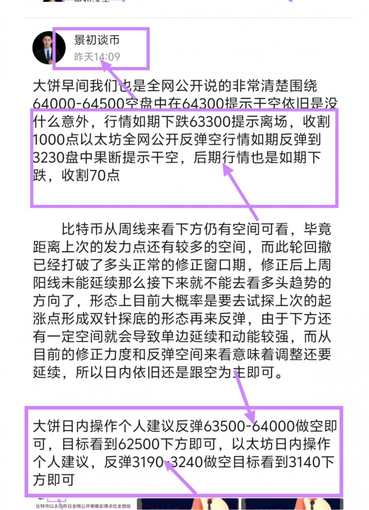 [景初谈币]比特币高位整理，回落中轨，动能不足，震荡修正。以赤子之心观察，发现渺小。