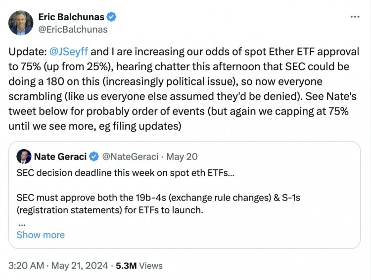 以太坊现货ETF获批在望，是否会带动其它假币ETF？